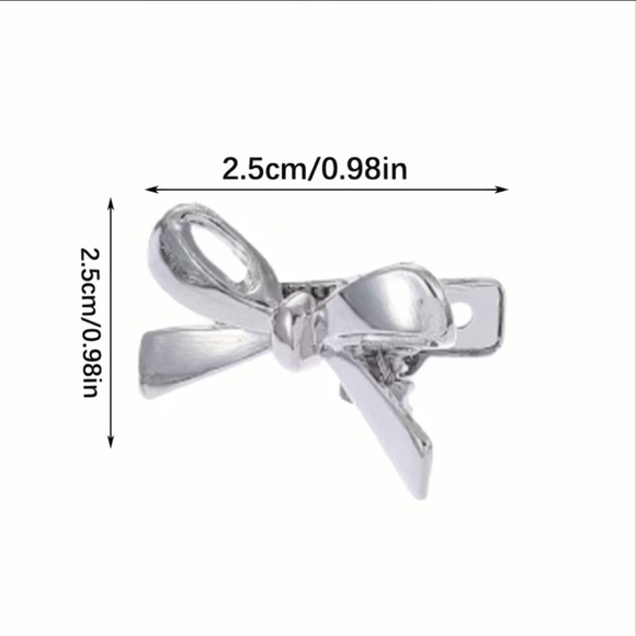 Elegant Silver Bow Hair Clips Set of 6 - Picture 3 of 3